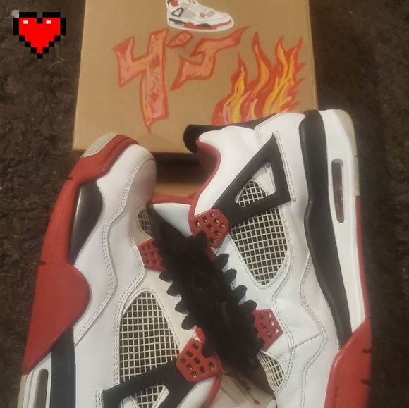 Jordan Retro 4 fire 🔥 mens size 10 - Picture 4 of 15